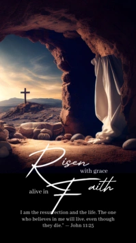 Black Modern & Minimal Easter Sunday Greeting Instagram Story template