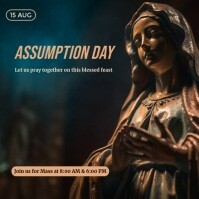Black Modern & Minimal Editable Assumption Day Template For Churches Instagram Post