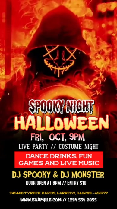 Black Modern & Minimal Editable Halloween Party Digital Display (9:16 ...
