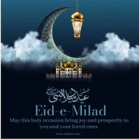 Black Modern & Minimal Eid E Milad Day Square template