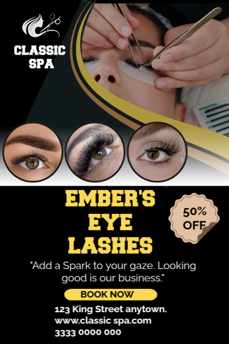 Black Modern & Minimal Ember Eye Lash Poster Templat | PosterMyWall