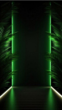 Black Modern & Minimal Emerald Glow Entrance | Luxury Green Backdrop Design Digital Display (9:16) template