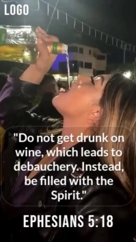 Black Modern & Minimal Ephesians 5:18 Inspirational Bible Verse Video – Filled With The Spirit, Not Digital Display (9:16) template