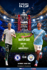 Black Modern & Minimal FA Cup Final Match Poster Cartaz template