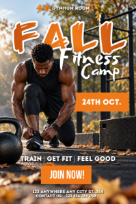 Black Fall Fitness Camp Poster Template