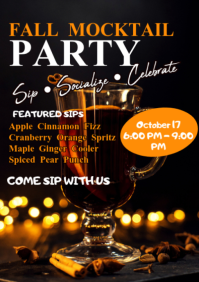 Black Fall Mocktail Party A2 Template