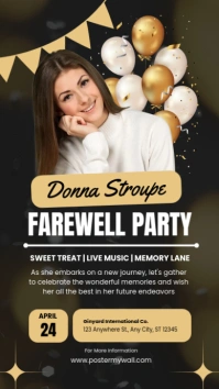 Black Modern & Minimal Farewell Party Instagr Instagram-verhaal template