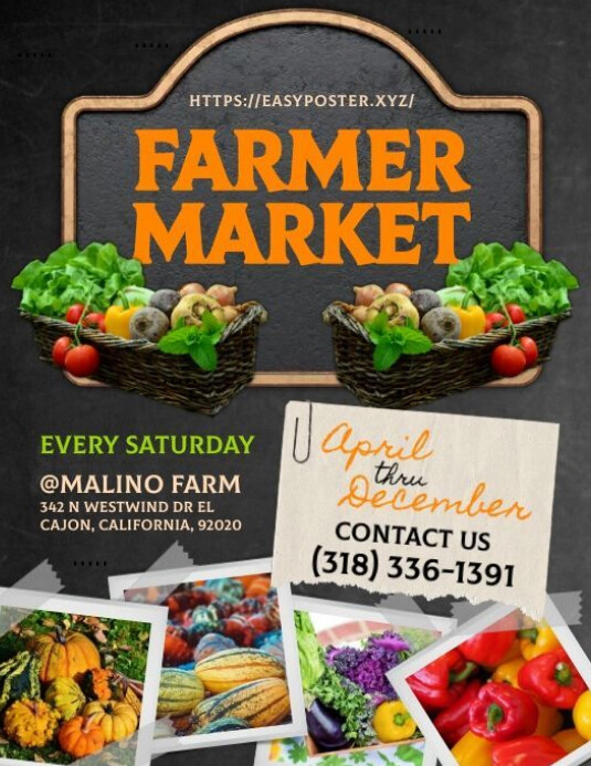 Black Modern & Minimal Farmer's Market Promotions Flyer (us Letter) template