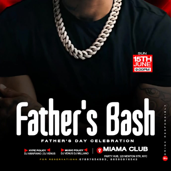 Black Modern & Minimal Father’s Day Night Party  Instagram Post template