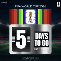 Black Modern & Minimal FIFA World Cup Countdown Square Video Persegi (1:1) template