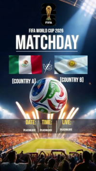 Black Modern & Minimal FIFA World Cup Matchday Instagram Story Video template