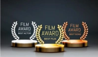 Black Modern & Minimal Film Award  Tag template