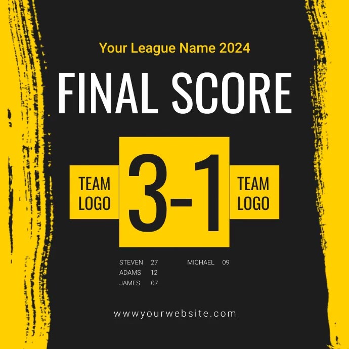 Black Modern & Minimal Final Score Instagram Template | PosterMyWall
