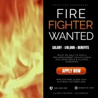 Black Modern & Minimal Fire Fighter Wanted In Instagram Post template