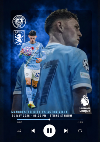 Black Modern & Minimal Football Manchester City Match A4 template