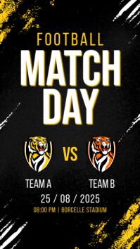 Black Modern & Minimal Football Match Day Instagram Story template