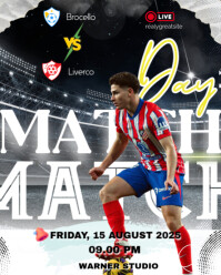 Black Modern & Minimal Football Match Day Instagram Portrait template