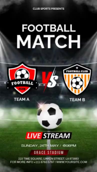 Black Modern & Minimal Football Match Instagram Story Video template