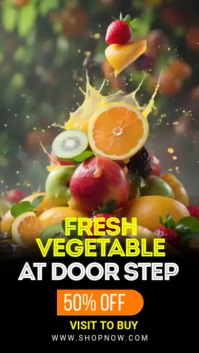 Black Modern & Minimal Fresh Vegetable Delivery Instagram Story Video template