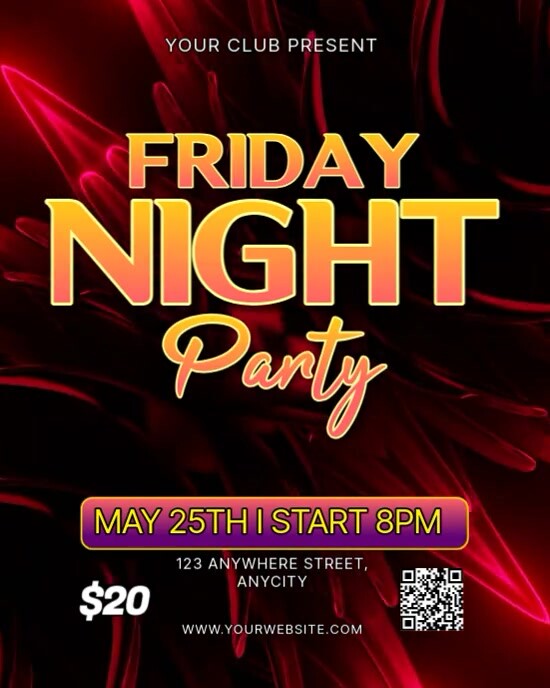 Copy of Black Modern & Minimal Friday Night Party Instagram Portrait ...