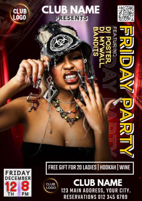 Black Modern & Minimal Friday Night Party Invitation Social Media A4 ...