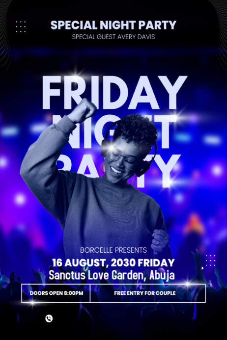 Copy of Black Modern & Minimal Friday Night Party Poster | PosterMyWall