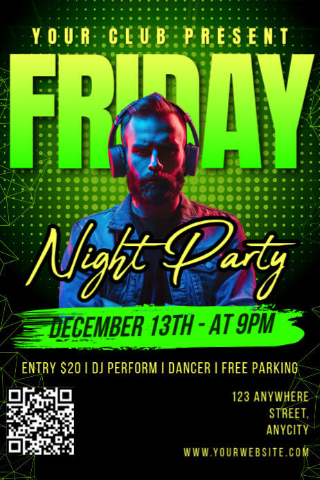 Copy of Black Modern & Minimal Friday Night Party Poster | PosterMyWall