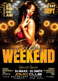 Black Modern & Minimal Friday Party A6 template