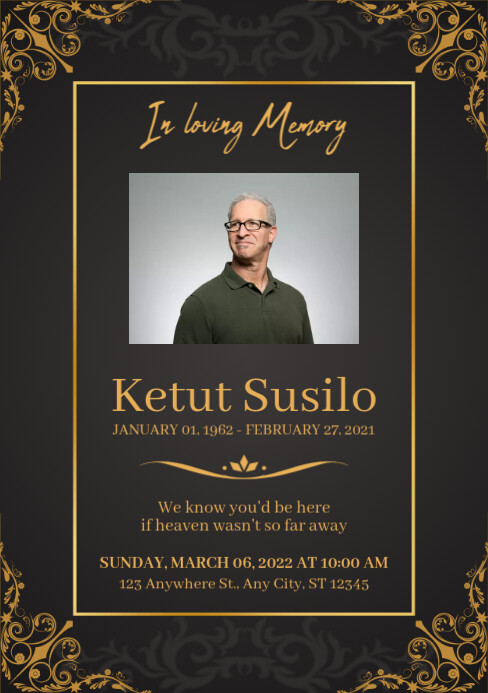 Black Modern & Minimal Funeral Program A5 template