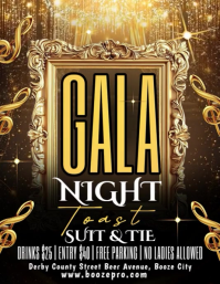 Black Modern & Minimal Gala Night Flyer  Flyer (us Letter) template