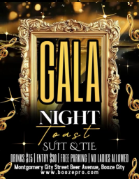 Black Modern & Minimal Gala Night Flyer  Flyer (us Letter) template