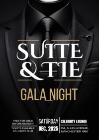 Black Modern & Minimal Gala Night Flyy A4 template