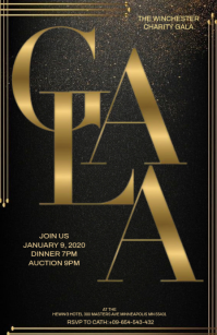 Black Modern & Minimal Gala Night Invitation Design Template Tabloid