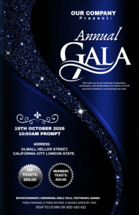Black Modern & Minimal Gala Night Promotion Template Design Tabloid