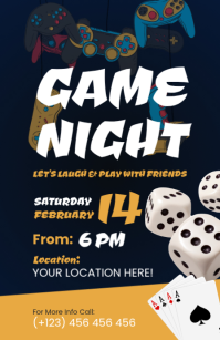 Black Modern & Minimal Game Night Showdown Half Page Wide template