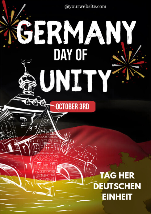 Black Modern & Minimal Germany Day Of Unity  A4 template
