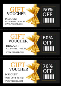 Black Modern & Minimal Gift Voucher  A4 template
