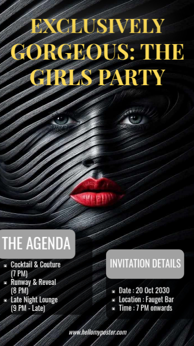 Black Modern & Minimal Girls Night Party Instagram Story Template ...