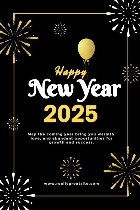 Copy of Black Modern & Minimal Gold Black Simple Happy New Year Poster ...
