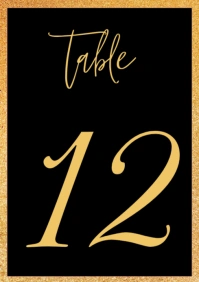 Black Modern & Minimal Gold Table Numbers A4 template