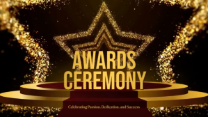 Black Modern & Minimal Golden Animated Stars Award  Digital Display (16:9) template
