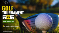 Black Modern & Minimal Golf Tournament  Digital Display (16:9) template