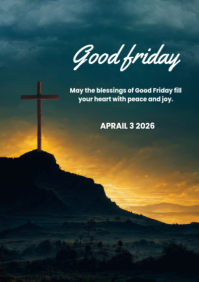 Black Modern & Minimal Good Friday A2 template