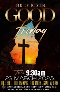 Black Modern & Minimal Good Friday Half Page Wide Video Halbe Seite breit template