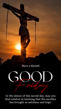 Black Modern & Minimal Good Friday Instagram Story Video template