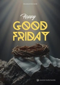 Black Modern & Minimal Good Friday Poster A3 template