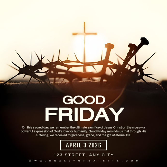 Black Modern & Minimal Good Friday Square Template | PosterMyWall