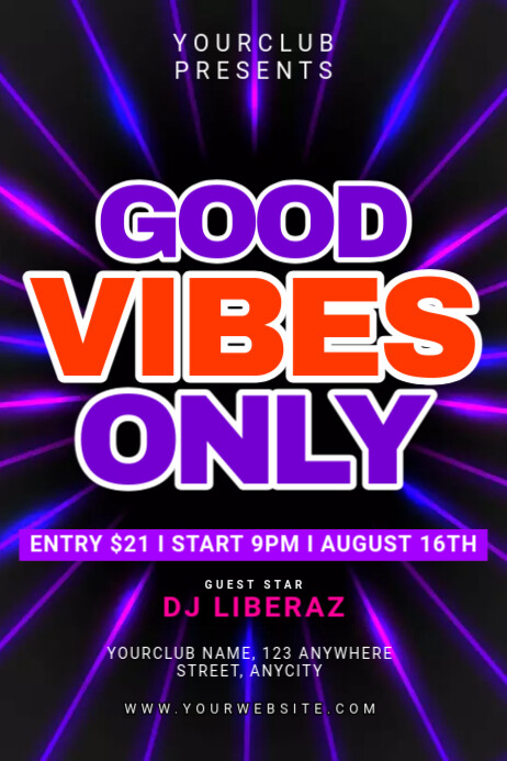 Black Modern & Minimal Good Vibes Only Poster Plakat template