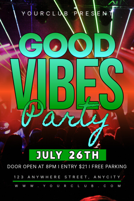Black Modern & Minimal Good Vibes Party Poster 海报 template