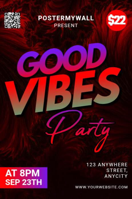 Black Modern & Minimal Good Vibes Party Poster template